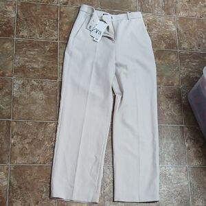 NWT Zara Wide Leg Light Beige Dress Pants Size Medium